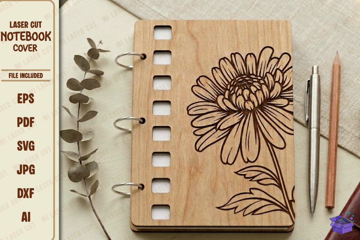 Glowforge Notebook Cover SVG - 3D Baskı ve Model Dosyası (STL, OBJ, 3MF) - detaylı önizleme 6