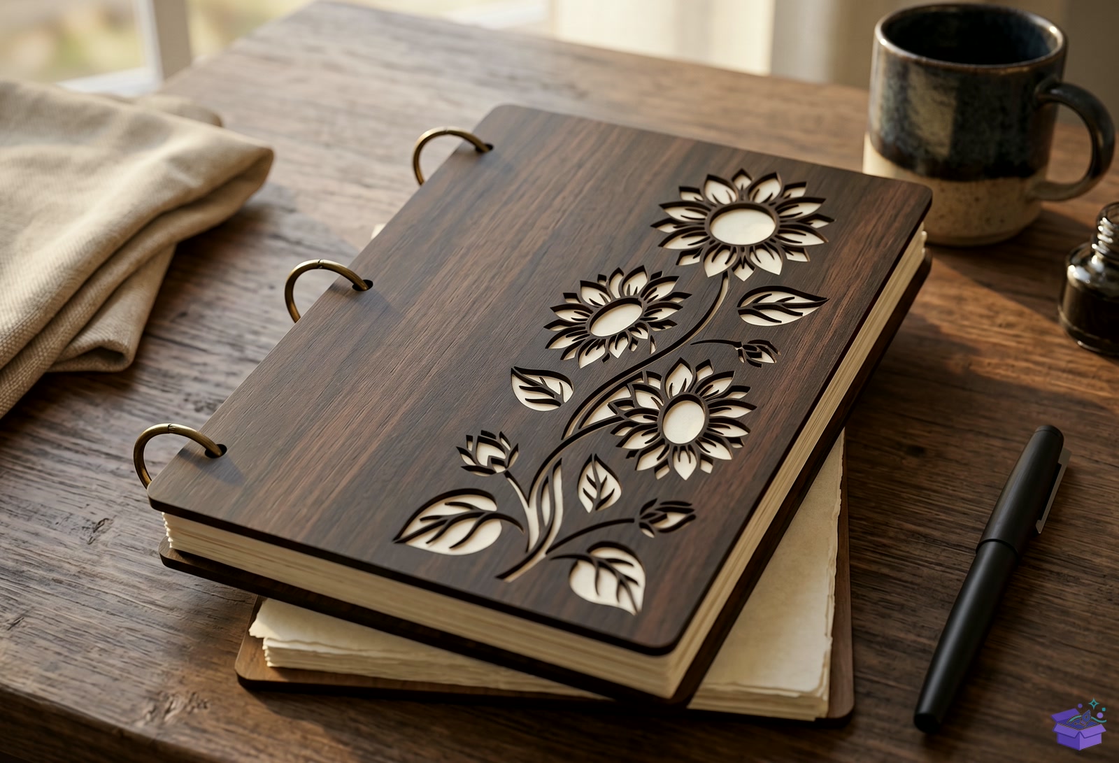 Ahşap Notebook Cover Lazer Kesim SVG - 3D Baskı ve Model Dosyası (STL, OBJ, 3MF) - 3D İndir (STL, OBJ, 3MF)