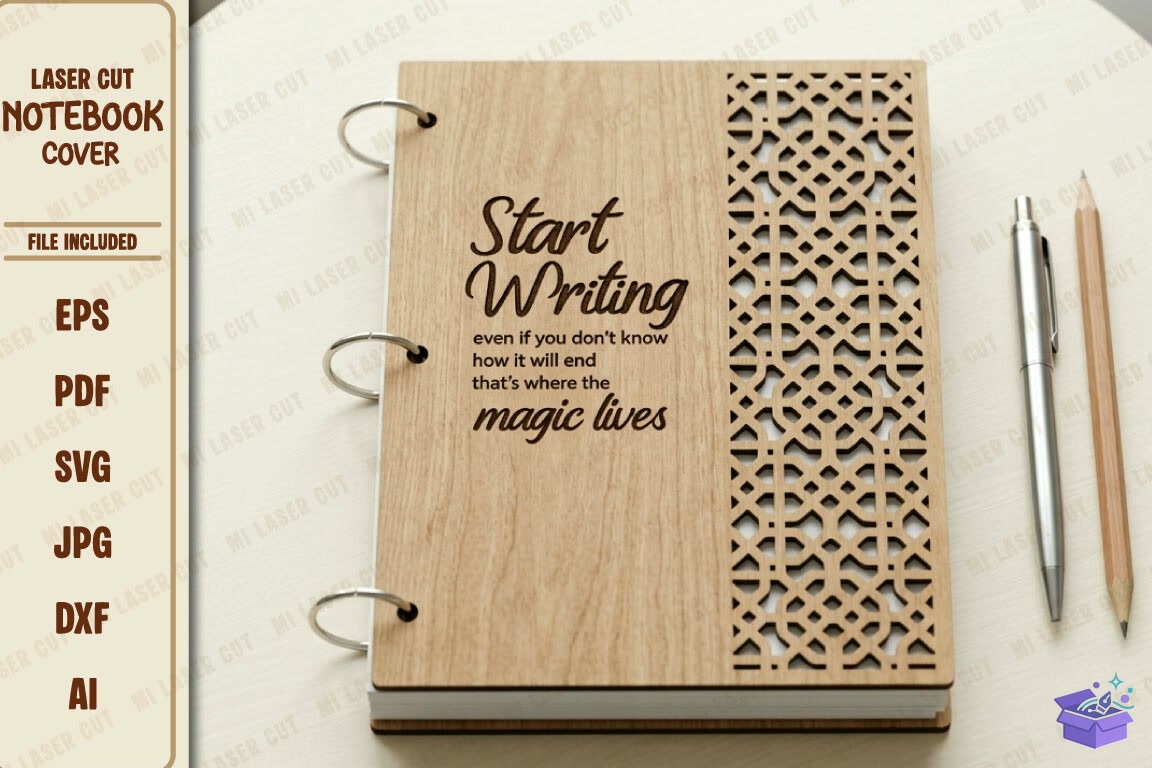 Premium Ahşap Notebook Cover Mega - 3D Baskı ve Model Dosyası (STL, OBJ, 3MF) - detaylı önizleme 2