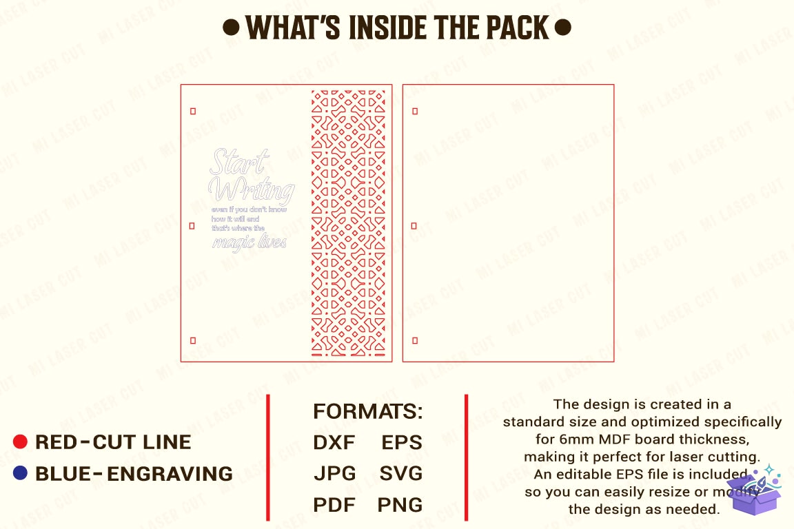 Premium Ahşap Notebook Cover Mega - 3D Baskı ve Model Dosyası (STL, OBJ, 3MF) - detaylı önizleme 3