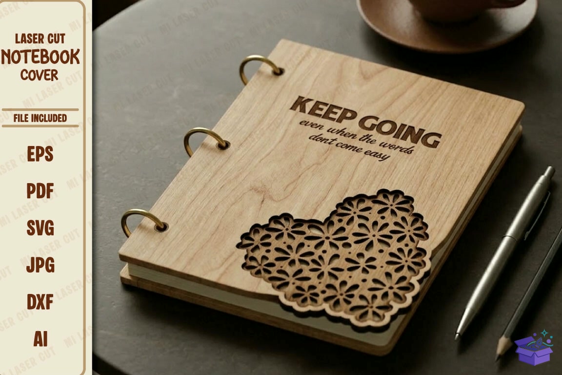 Premium Ahşap Notebook Cover Mega - 3D Baskı ve Model Dosyası (STL, OBJ, 3MF) - detaylı önizleme 6