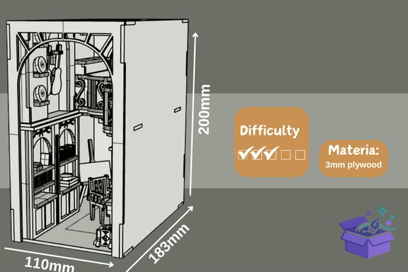 DIY Book Nook Scene Dxf Svg Lasercut - 3D Baskı ve Model Dosyası (STL, OBJ, 3MF) - detaylı önizleme 5