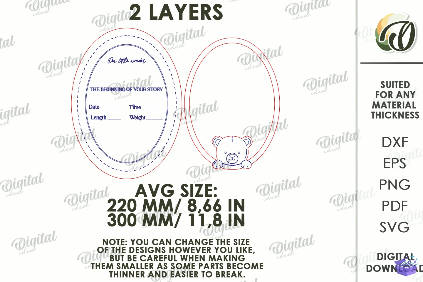 Baby Birth Announcement Tabela Levha Lazer Kesim - 3D Baskı ve Model Dosyası (STL, OBJ, 3MF) - detaylı önizleme 2