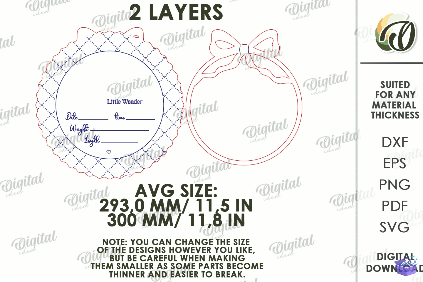 Baby Birth Announcement Tabela Levha Lazer Kesim - 3D Baskı ve Model Dosyası (STL, OBJ, 3MF) - detaylı önizleme 2
