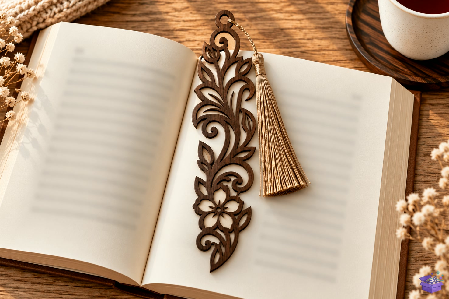 Floral Kitap Ayracı SVG Laser - 3D Baskı ve Model Dosyası (STL, OBJ, 3MF) - detaylı önizleme 2