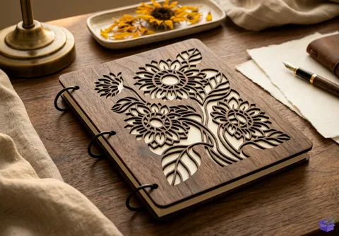 Ahşap Notebook Cover Lazer Kesim SVG - 3D Baskı ve Model Dosyası (STL, OBJ, 3MF) - 3D İndir (STL, OBJ, 3MF)
