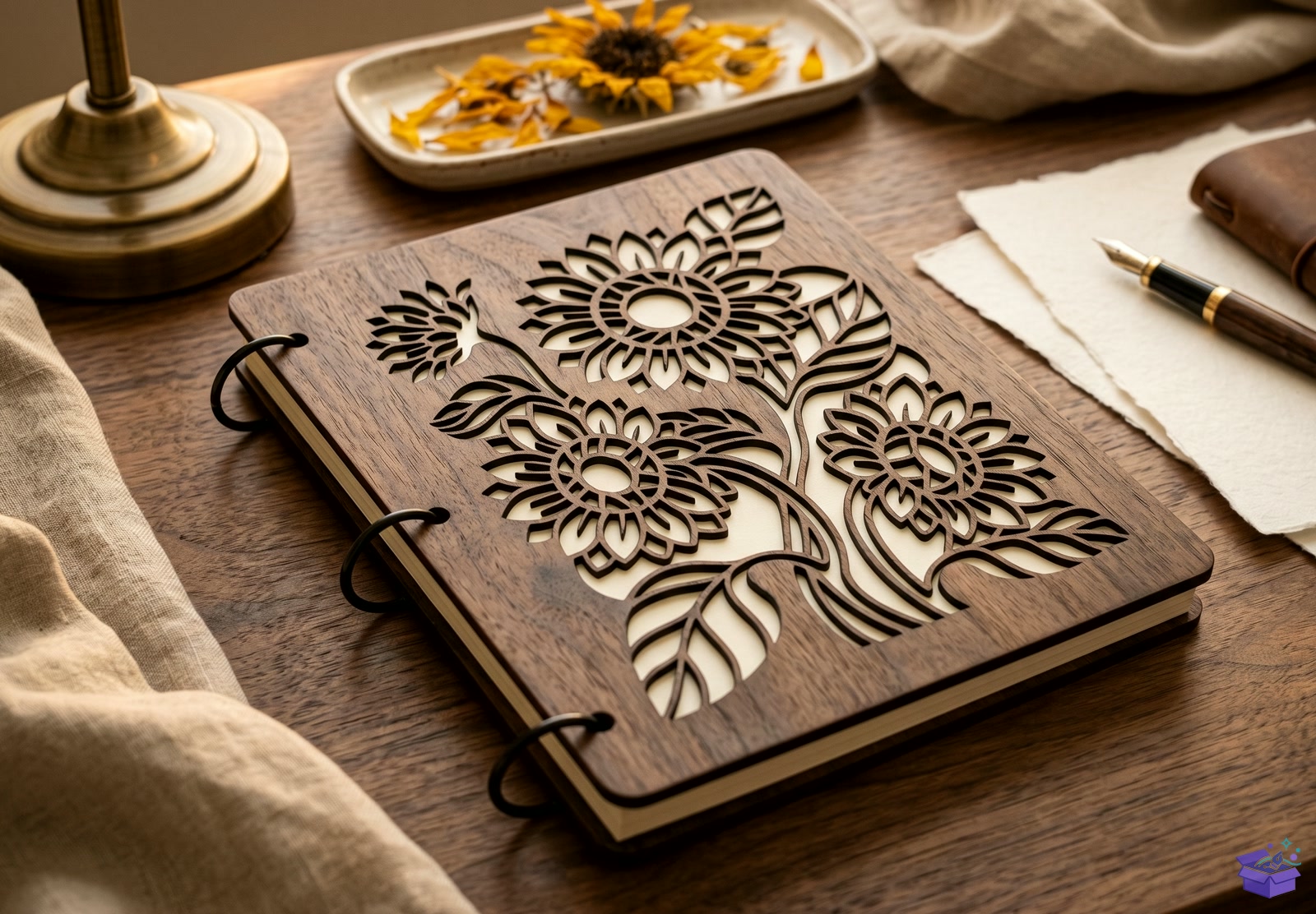 Ahşap Notebook Cover Lazer Kesim SVG - 3D Baskı ve Model Dosyası (STL, OBJ, 3MF) - detaylı önizleme 3