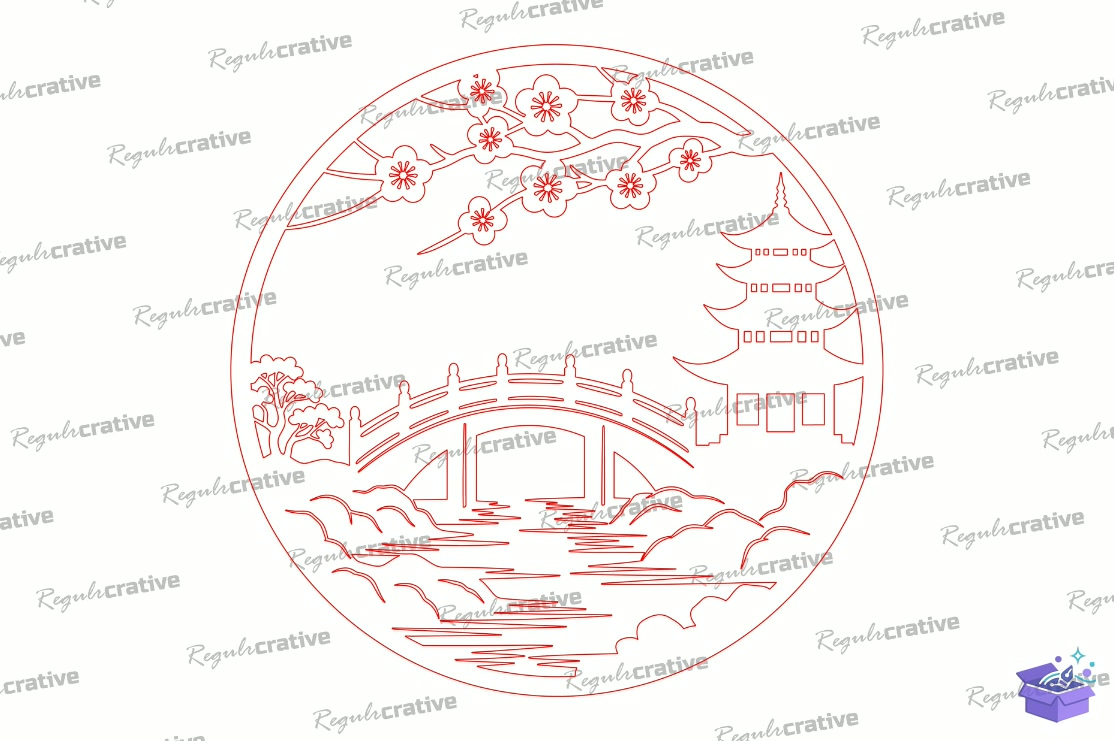 Asian Landscape Lazer Kesim Landscape Cut - 3D Baskı ve Model Dosyası (STL, OBJ, 3MF) - detaylı önizleme 2