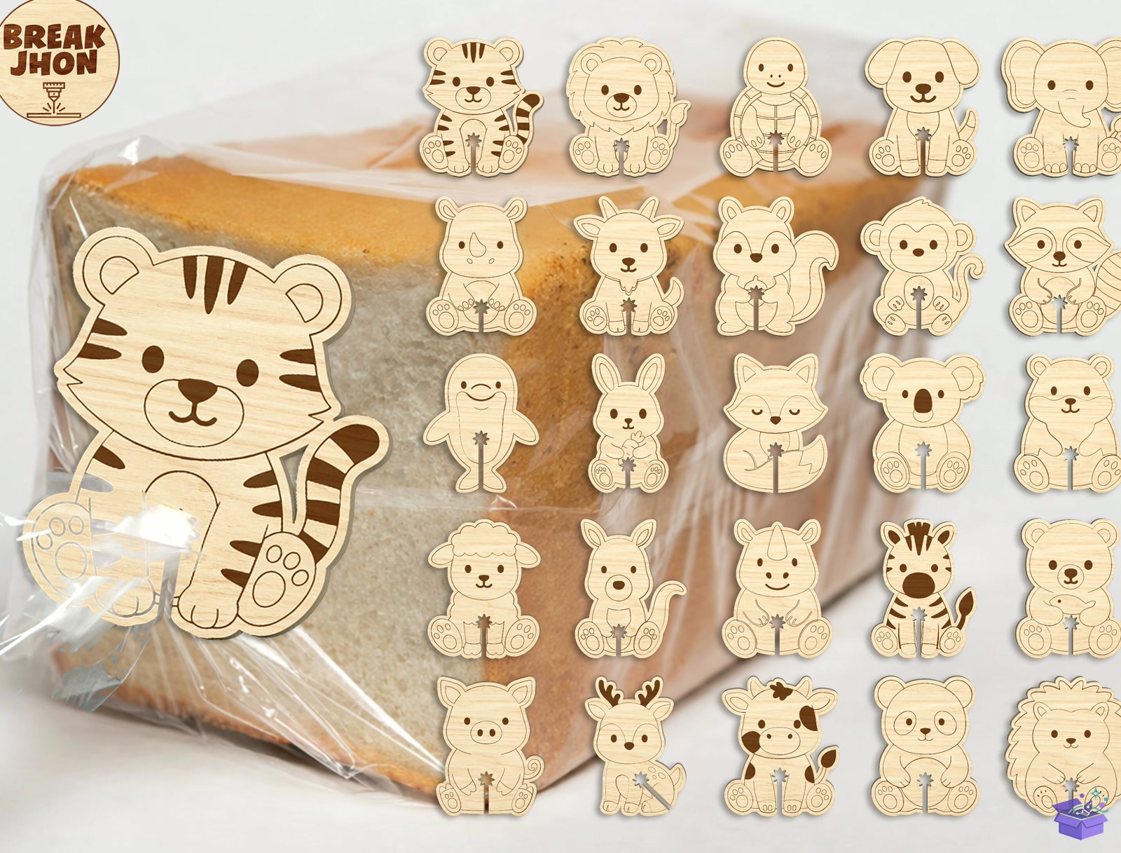Animal Bread Clip Lazer Kesim SVG - 3D Baskı ve Model Dosyası (STL, OBJ, 3MF) - 3D İndir (STL, OBJ, 3MF)
