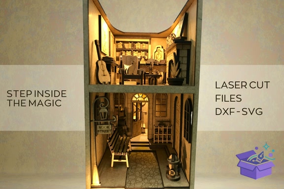 Book Nook – DXF SVG Laser - 3D Baskı ve Model Dosyası (STL, OBJ, 3MF) - detaylı önizleme 5
