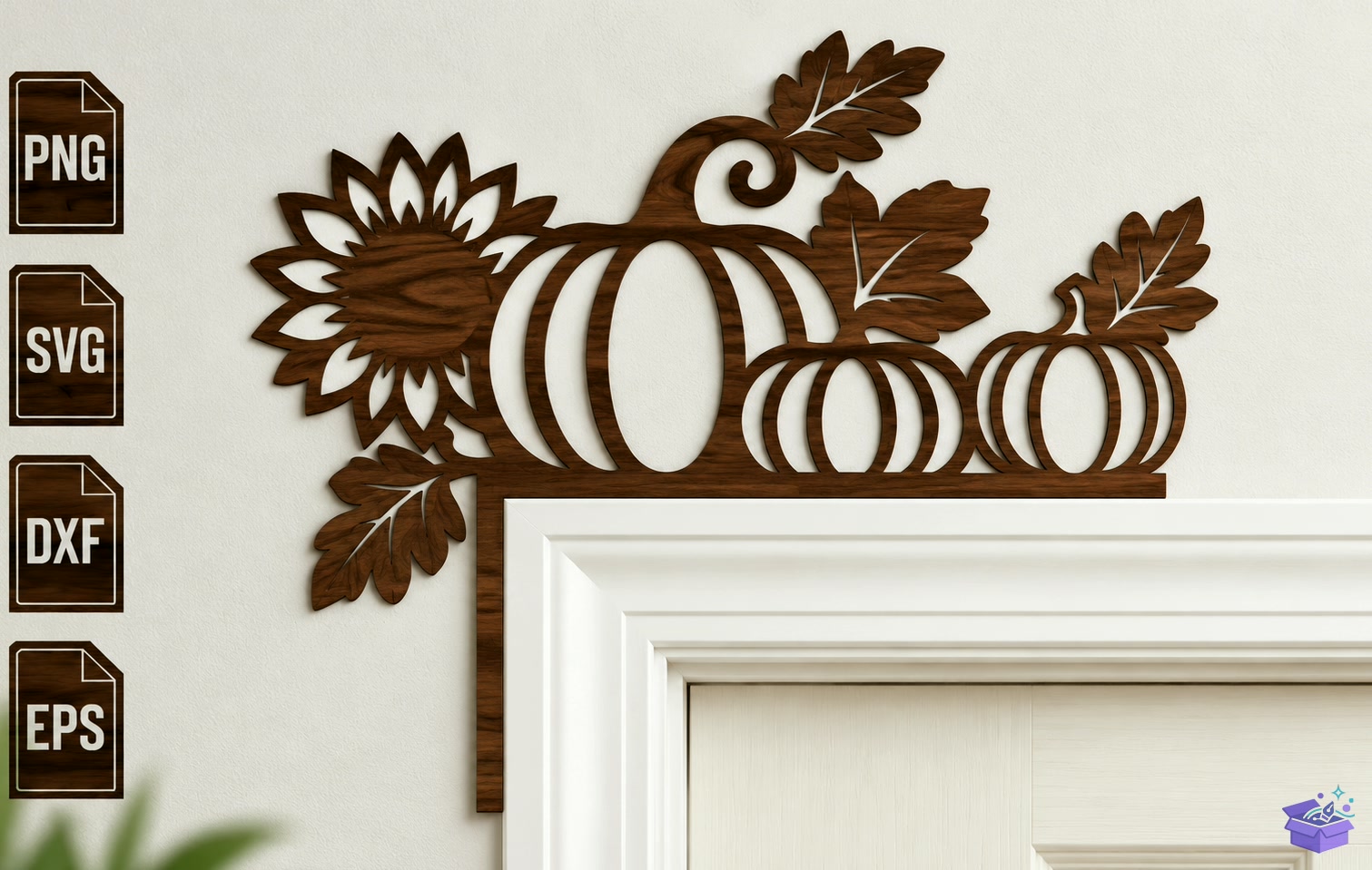 Pumpkin Door Corner Lazer Kesim Svg - 3D Baskı ve Model Dosyası (STL, OBJ, 3MF) - detaylı önizleme 3