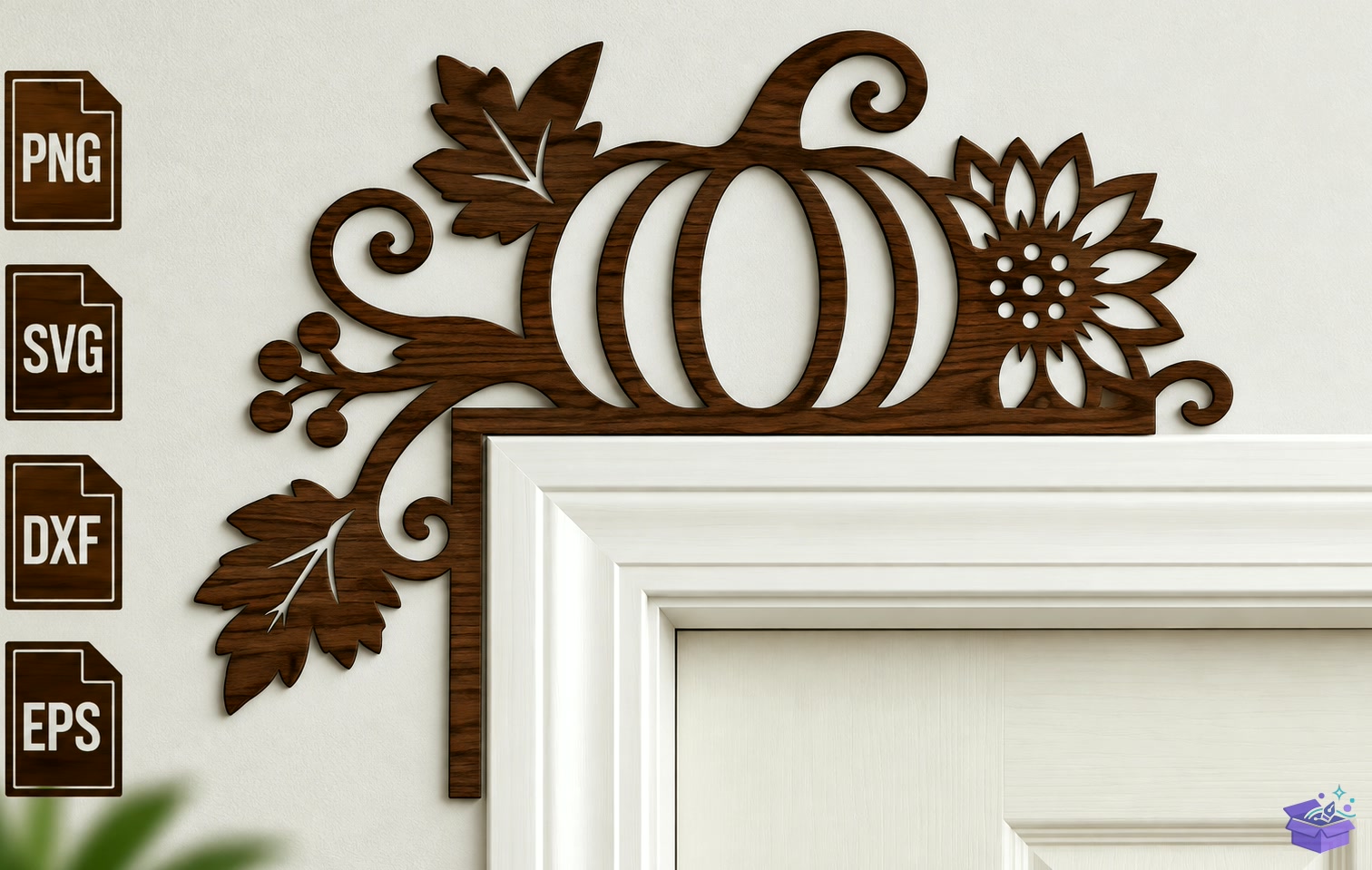 Pumpkin Door Corner Lazer Kesim Svg - 3D Baskı ve Model Dosyası (STL, OBJ, 3MF) - detaylı önizleme 4
