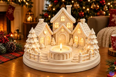 Yılbaşı Village Mumluk STL - 3D Baskı ve Model Dosyası (STL, OBJ, 3MF) - 3D İndir (STL, OBJ, 3MF)