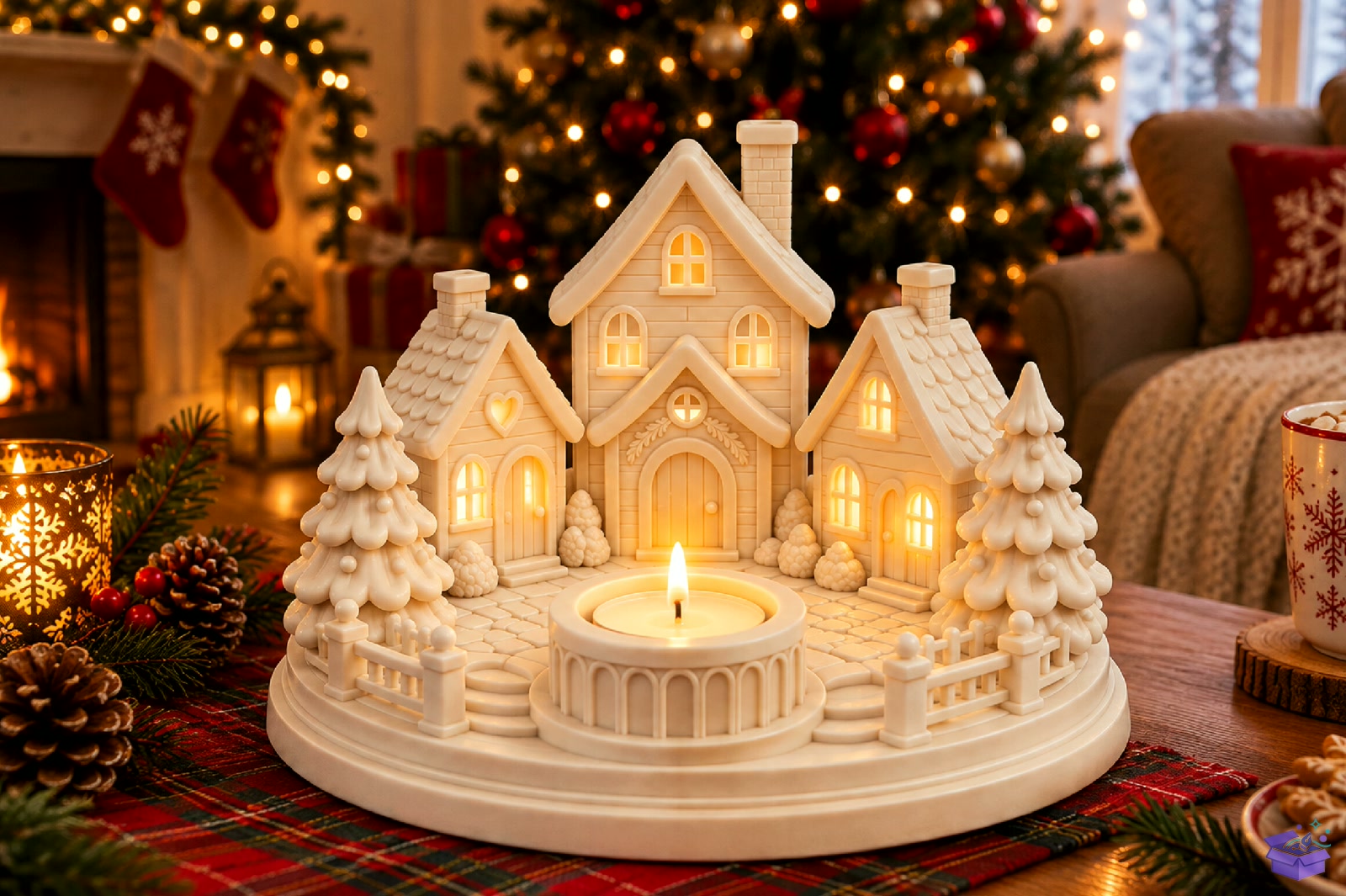 Yılbaşı Village Mumluk STL - 3D Baskı ve Model Dosyası (STL, OBJ, 3MF) - detaylı önizleme 2