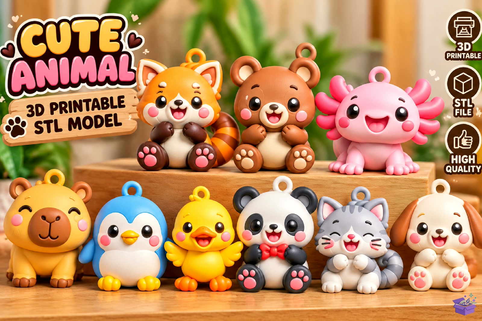 Cute Animal Anahtarlık - 3D Baskı ve Model Dosyası (STL, OBJ, 3MF) - detaylı önizleme 3