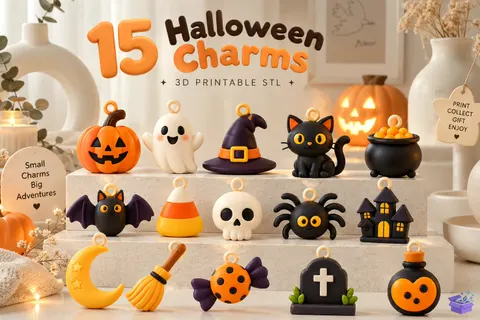 Cute Cadılar Bayramı Charms STL - 3D Baskı ve Model Dosyası (STL, OBJ, 3MF) - 3D İndir (STL, OBJ, 3MF)