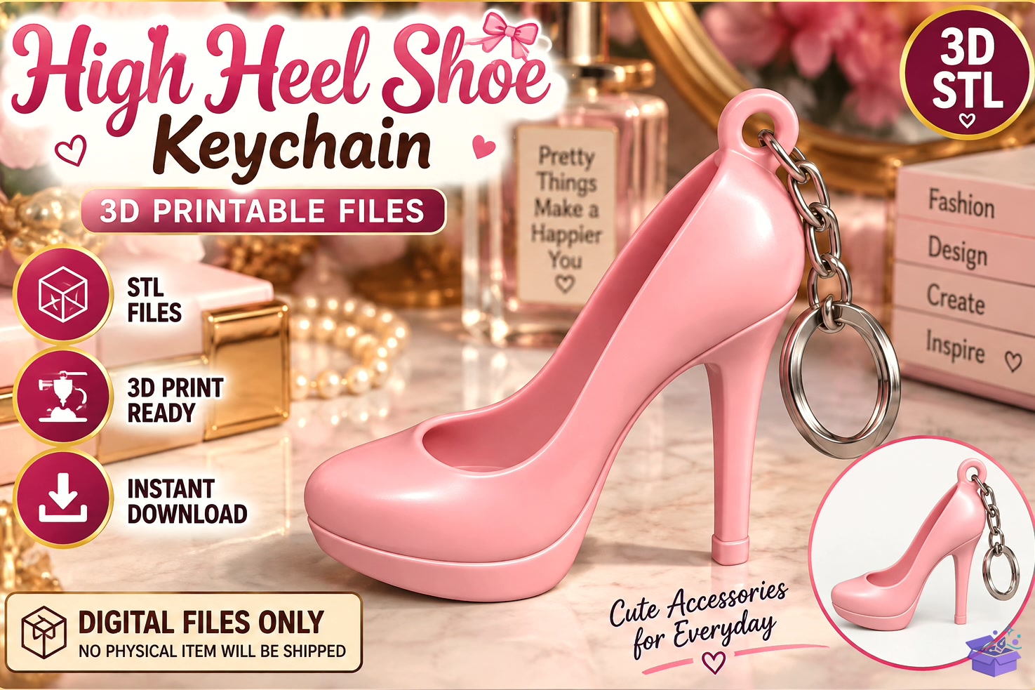 High Heel Shoe Anahtarlık STL File - 3D Baskı ve Model Dosyası (STL, OBJ, 3MF) - detaylı önizleme 2