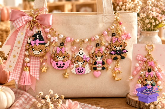 10 Spooky Highland Cow Charms 3MF Files - 3D Baskı ve Model Dosyası (STL, OBJ, 3MF) - detaylı önizleme 4
