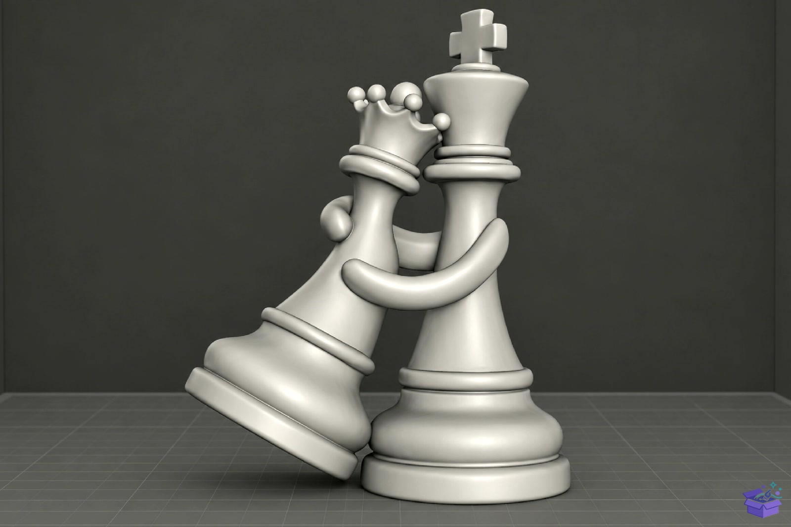 King Queen Chess Sculpture STL - 3D Baskı ve Model Dosyası (STL, OBJ, 3MF) - detaylı önizleme 3