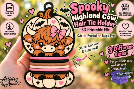 Highland Cow Hair Tie Tutucu 3D Baskı - 3D Baskı ve Model Dosyası (STL, OBJ, 3MF) - detaylı önizleme 6
