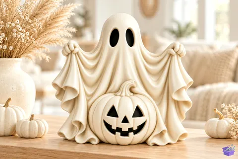 3D Baskı STL Ghost Pumpkin Cadılar Bayramı - 3D Baskı ve Model Dosyası (STL, OBJ, 3MF) - 3D İndir (STL, OBJ, 3MF)