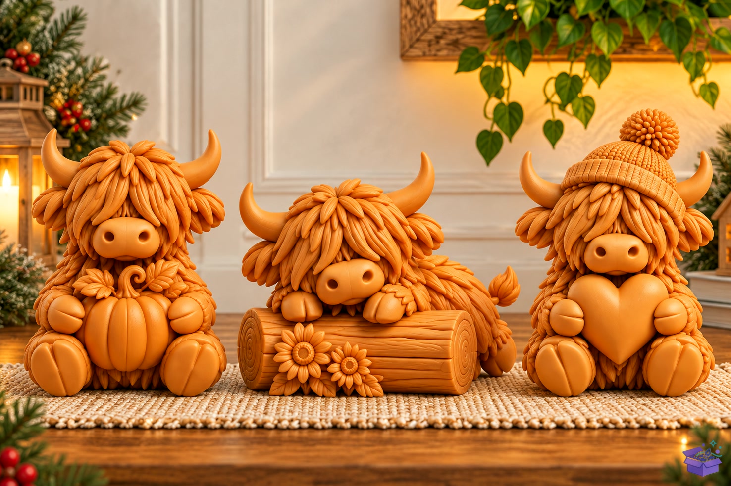 Highland Cow Yılbaşı STL - 3D Baskı ve Model Dosyası (STL, OBJ, 3MF) - detaylı önizleme 2