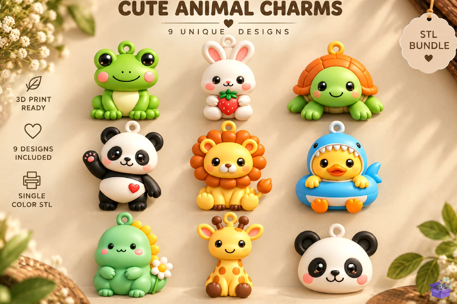 Cute Animal Charms STL - 3D Baskı ve Model Dosyası (STL, OBJ, 3MF) - detaylı önizleme 4