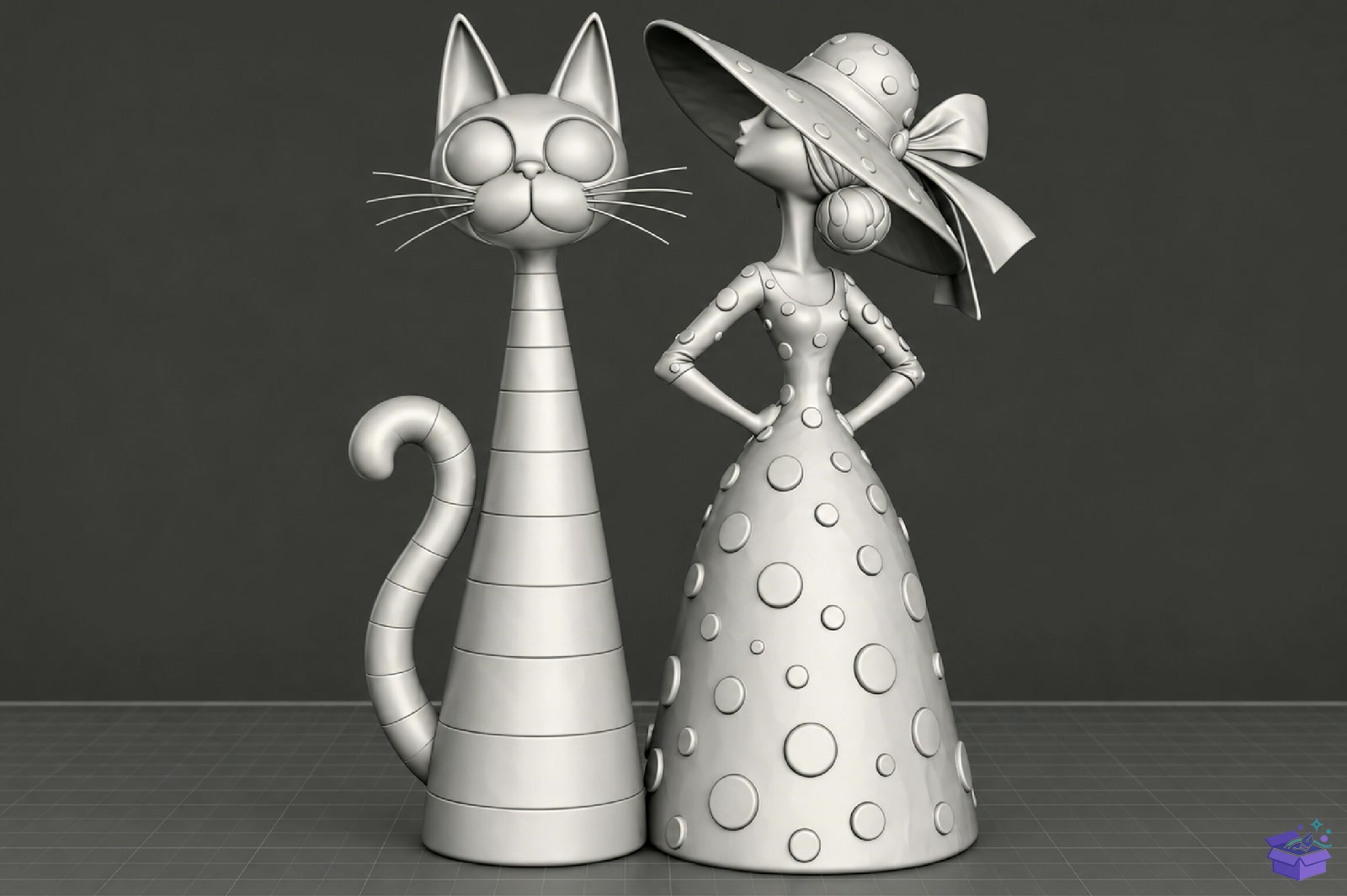 Kedi Kedi Lady Figurine STL - 3D Baskı ve Model Dosyası (STL, OBJ, 3MF) - detaylı önizleme 3