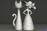 Kedi ve Kedili Kadın Figürü - 3D Baskı ve Model Dosyası (STL) - detaylı önizleme 3