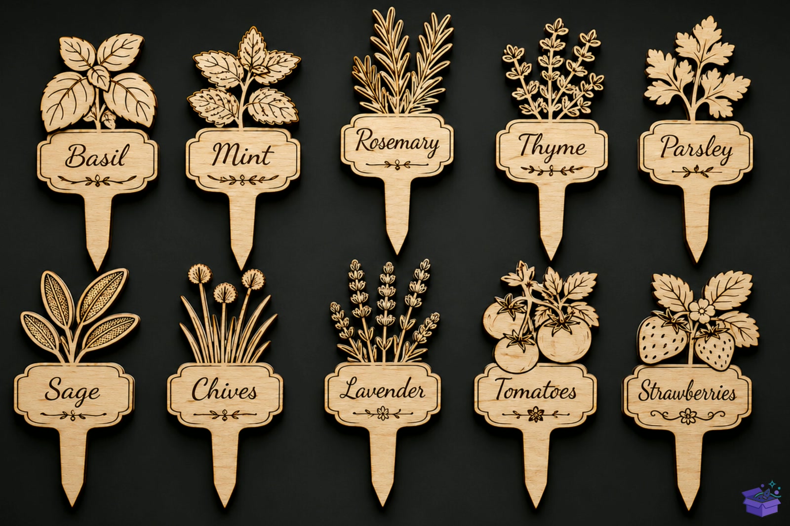 10 Plant Marker Herb Garden Labels - El İşi ve Kesim Dosyası (SVG, DXF, EPS, PNG) - detaylı önizleme 2
