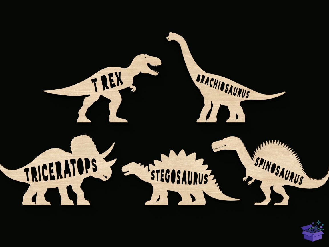 Dinosaur Names Craft Shapes - El İşi ve Kesim Dosyası (SVG, DXF, EPS, PNG) - El İşi & Zanaat İndir (DXF, SVG, EPS)