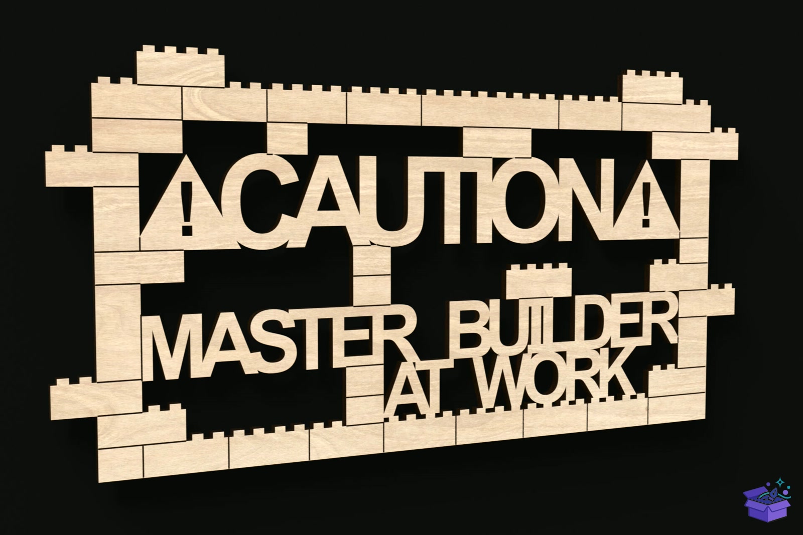 CAUTION: Master Builder At Work Tabela Levha - Lazer Kesim ve Çizim Dosyası (SVG, DXF, EPS, PNG) - detaylı önizleme 2