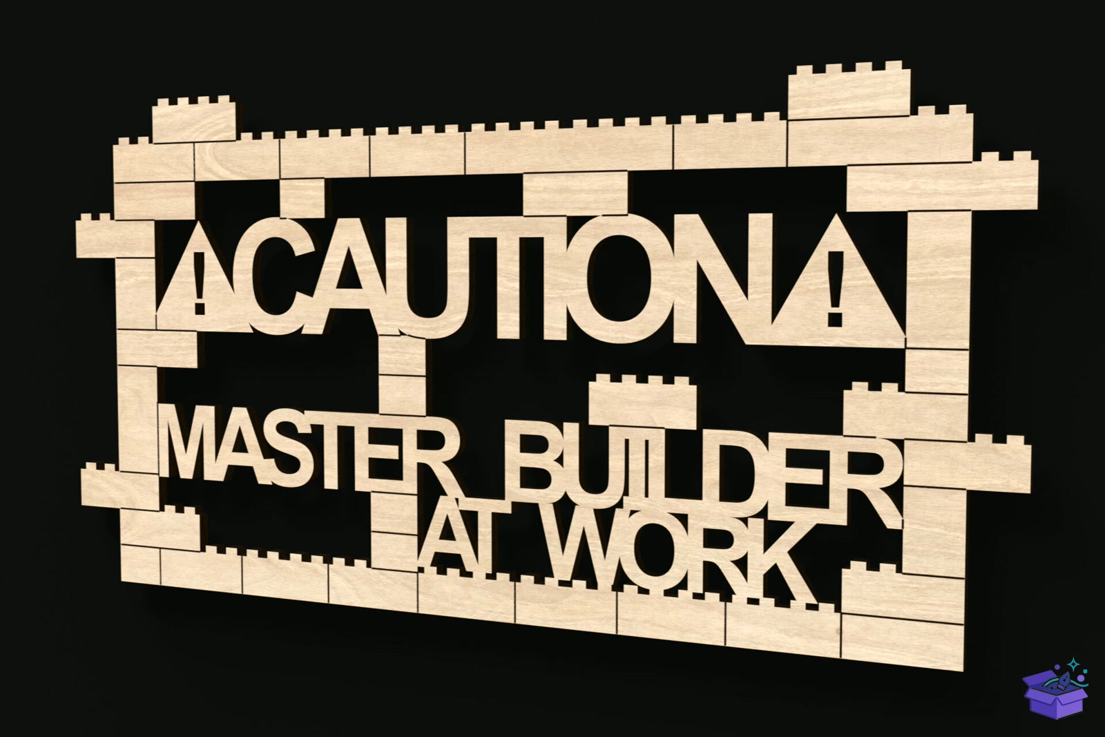 CAUTION: Master Builder At Work Tabela Levha - Lazer Kesim ve Çizim Dosyası (SVG, DXF, EPS, PNG) - detaylı önizleme 3