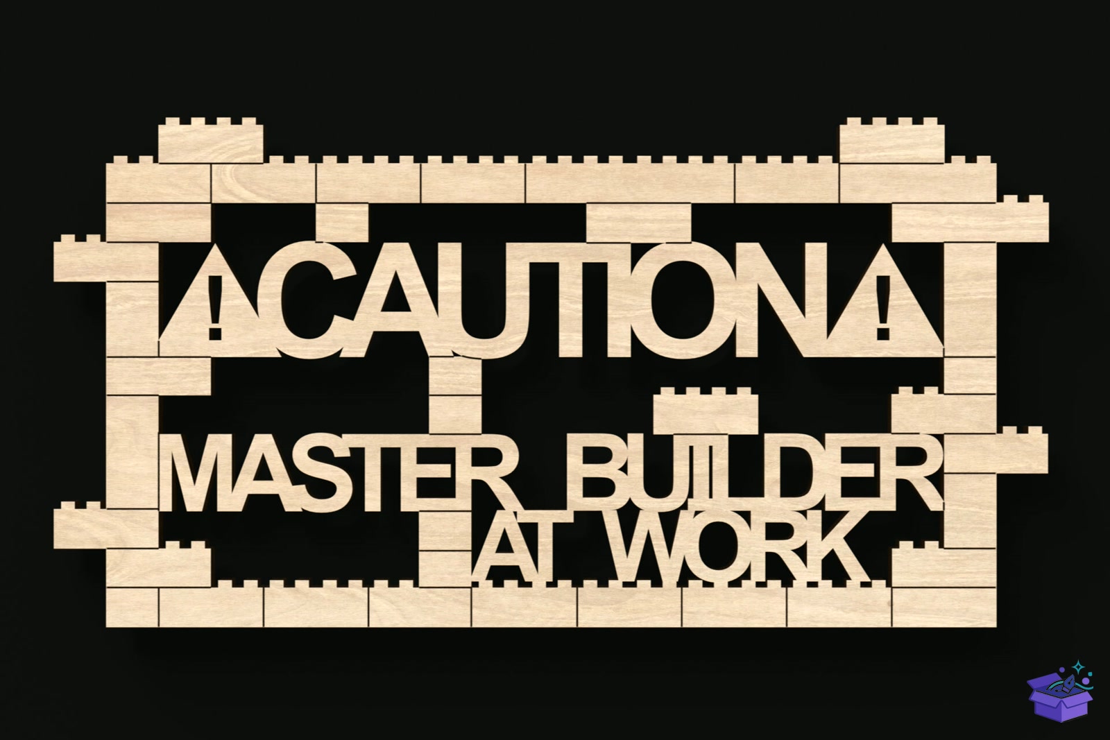 CAUTION: Master Builder At Work Tabela Levha - Lazer Kesim ve Çizim Dosyası (SVG, DXF, EPS, PNG) - detaylı önizleme 4
