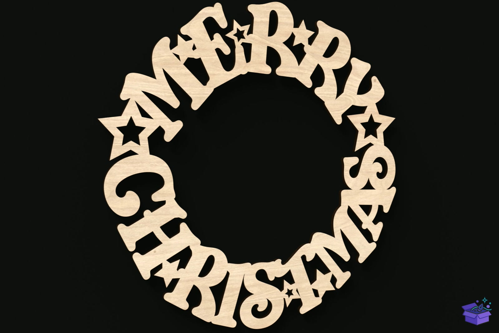 Merry Yılbaşı Door Wreath Tabela Levha - Lazer Kesim ve Çizim Dosyası (SVG, DXF, EPS, PNG) - detaylı önizleme 2