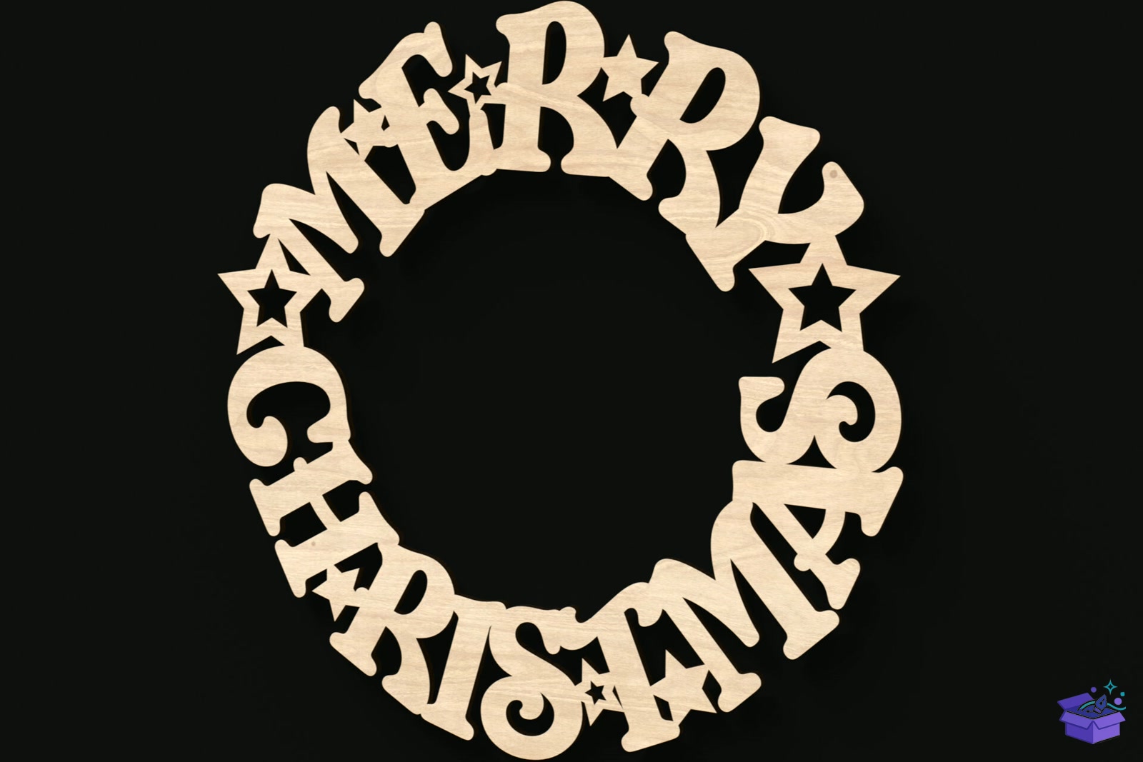 Merry Yılbaşı Door Wreath Tabela Levha - Lazer Kesim ve Çizim Dosyası (SVG, DXF, EPS, PNG) - detaylı önizleme 3