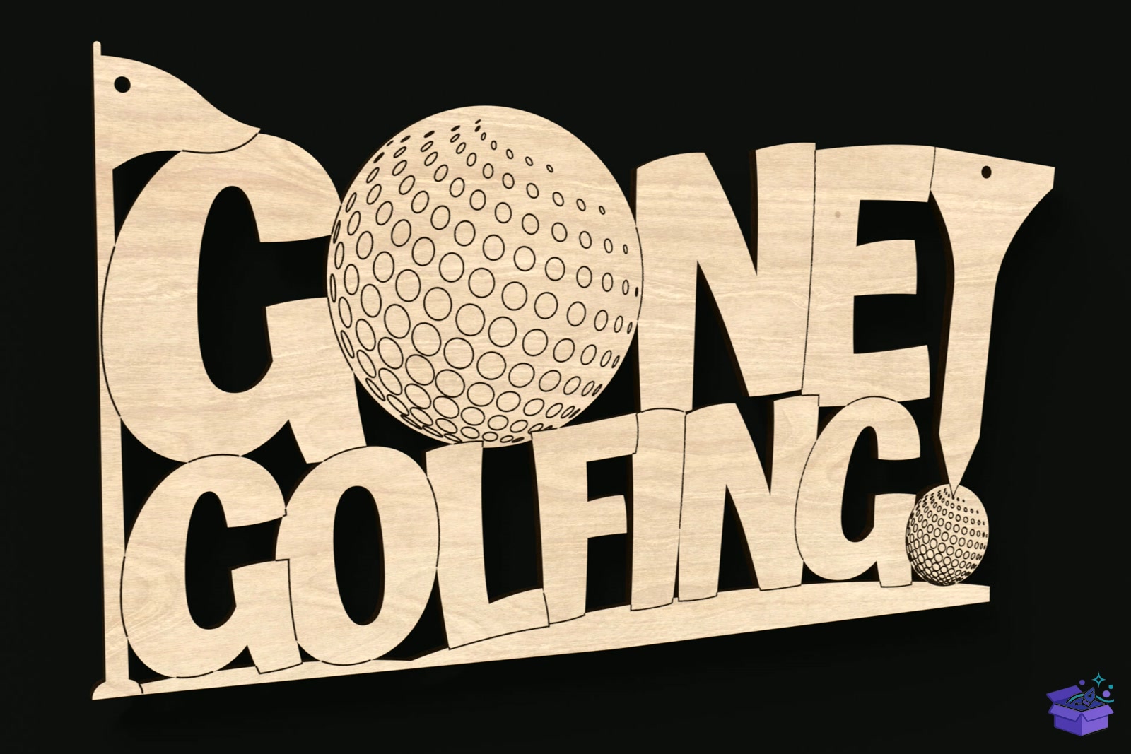 Gone Golfing Lazer Kesim Tabela Levha - Lazer Kesim ve Çizim Dosyası (SVG, DXF, EPS, PNG) - detaylı önizleme 2