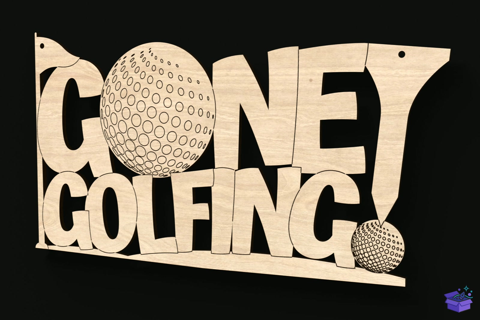 Gone Golfing Lazer Kesim Tabela Levha - Lazer Kesim ve Çizim Dosyası (SVG, DXF, EPS, PNG) - detaylı önizleme 3