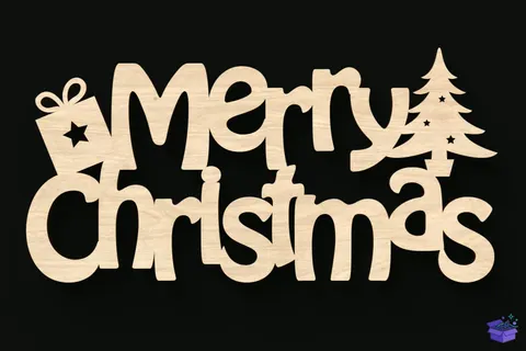 "Merry Christmas" Tabela - Lazer Kesim ve Çizim Dosyası (SVG, DXF, EPS, AI, PDF) - Lazer Kesim Dosyaları İndir (DXF, SVG, AI)
