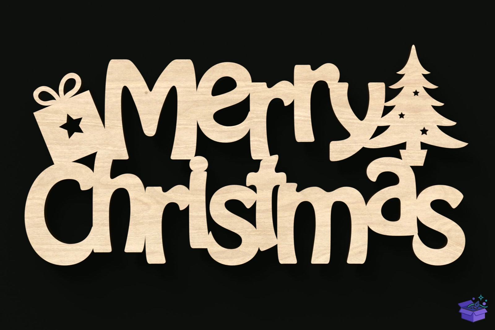 Merry Yılbaşı Lazer Kesim Tabela Levha - Lazer Kesim ve Çizim Dosyası (SVG, DXF, EPS, PNG) - Lazer Kesim Dosyaları İndir (DXF, SVG, EPS)