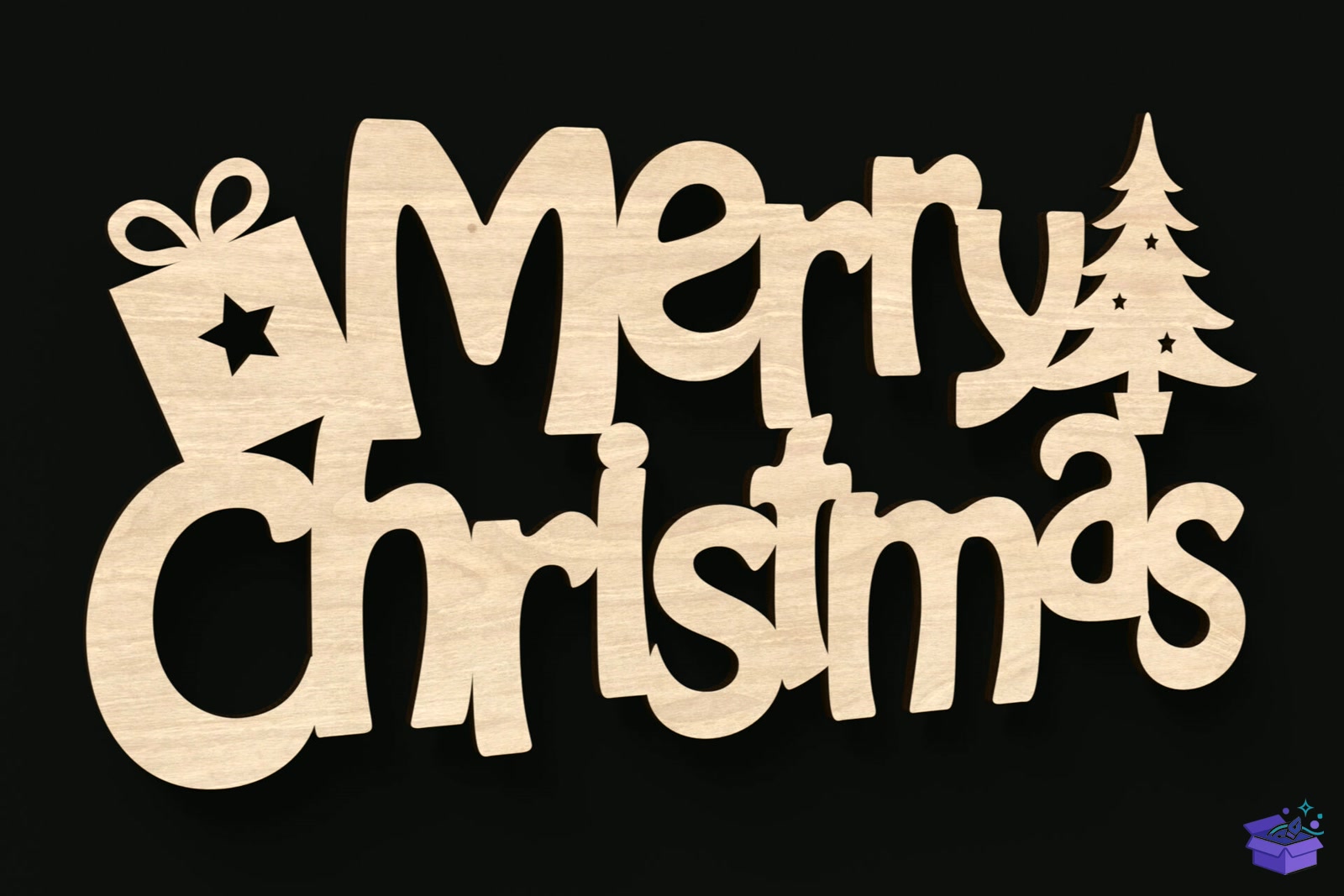 Merry Yılbaşı Lazer Kesim Tabela Levha - Lazer Kesim ve Çizim Dosyası (SVG, DXF, EPS, PNG) - detaylı önizleme 2