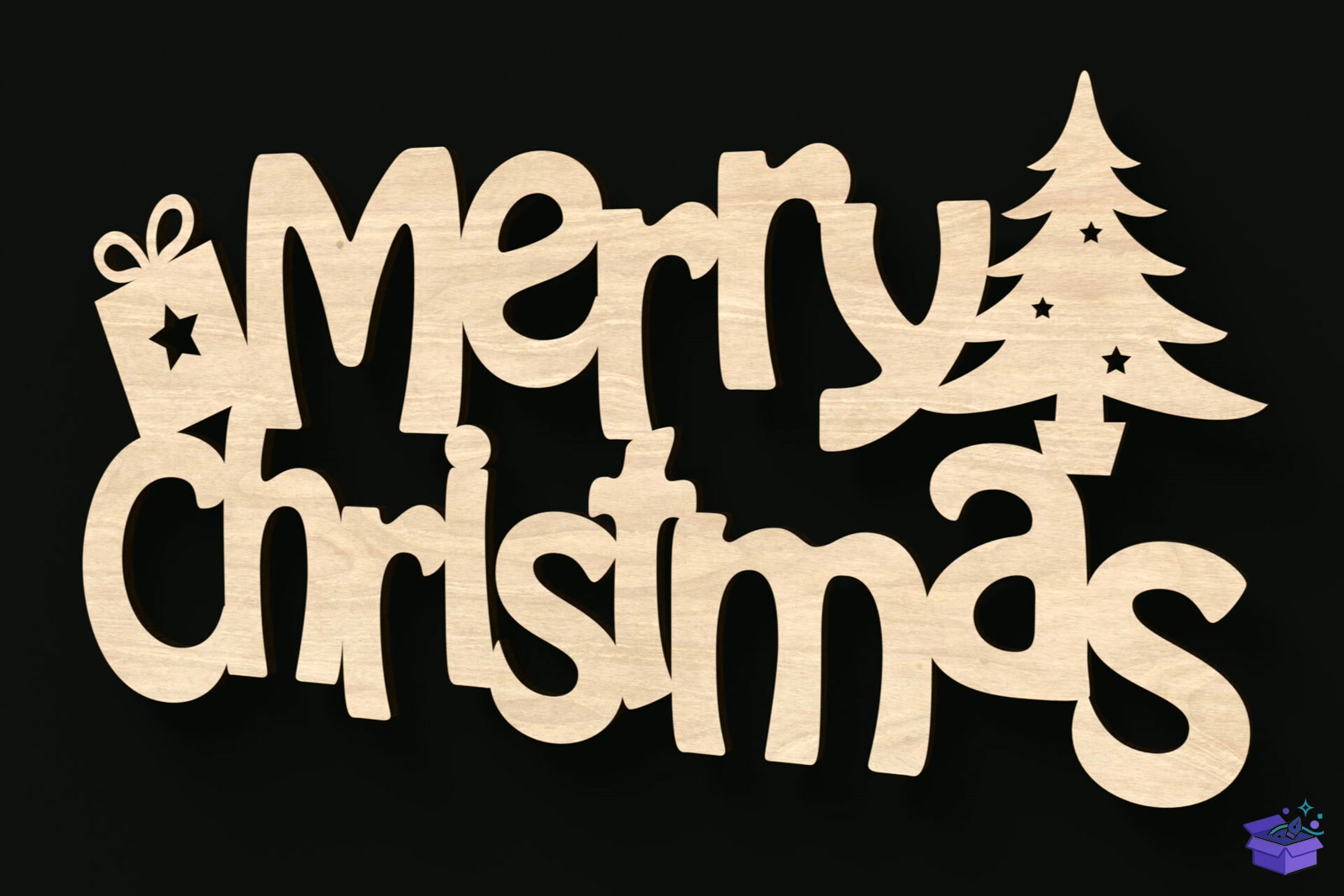 Merry Yılbaşı Lazer Kesim Tabela Levha - Lazer Kesim ve Çizim Dosyası (SVG, DXF, EPS, PNG) - detaylı önizleme 3