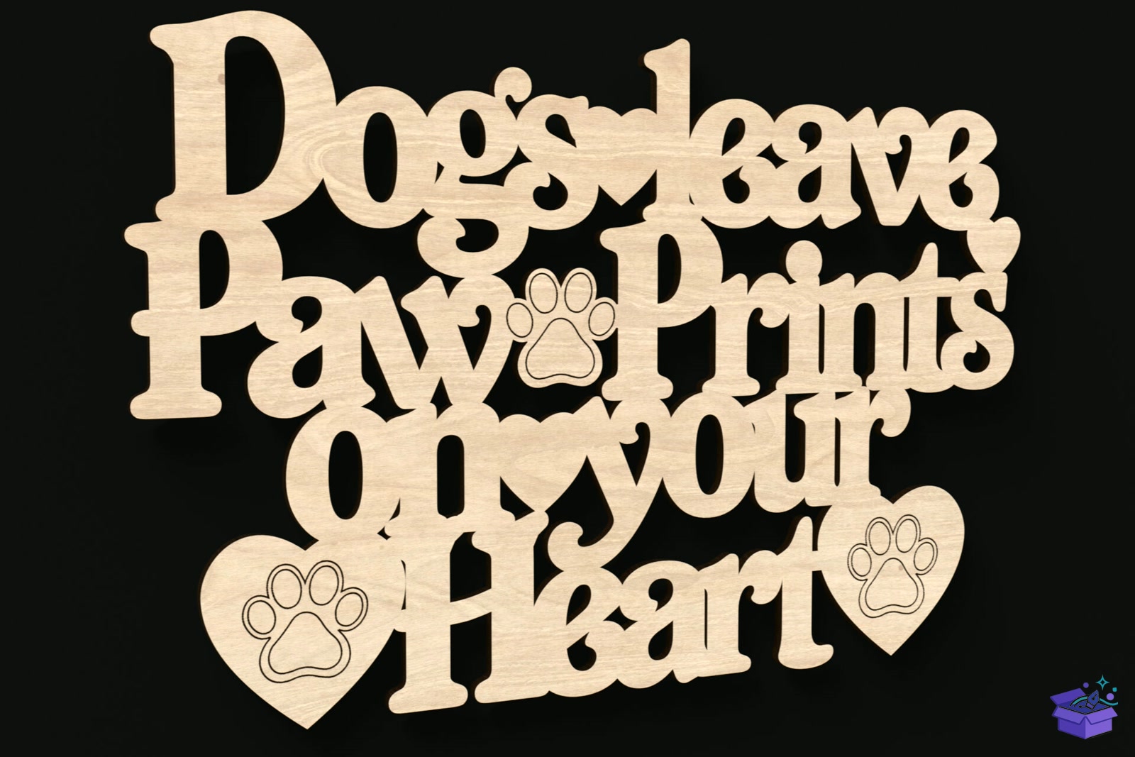 Dogs Leave Paw Prints On Your Kalp Temalı Tabela Levha - Lazer Kesim ve Çizim Dosyası (SVG, DXF, EPS, PNG) - detaylı önizleme 2
