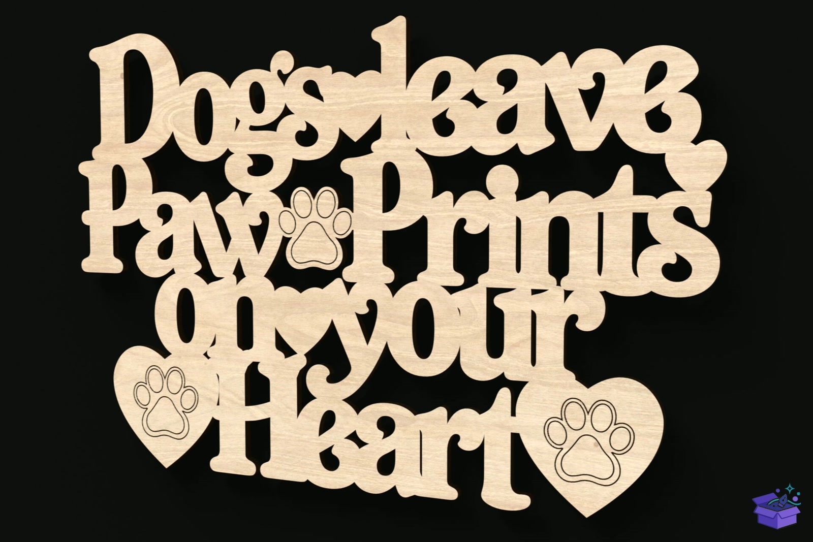 Dogs Leave Paw Prints On Your Kalp Temalı Tabela Levha - Lazer Kesim ve Çizim Dosyası (SVG, DXF, EPS, PNG) - detaylı önizleme 3