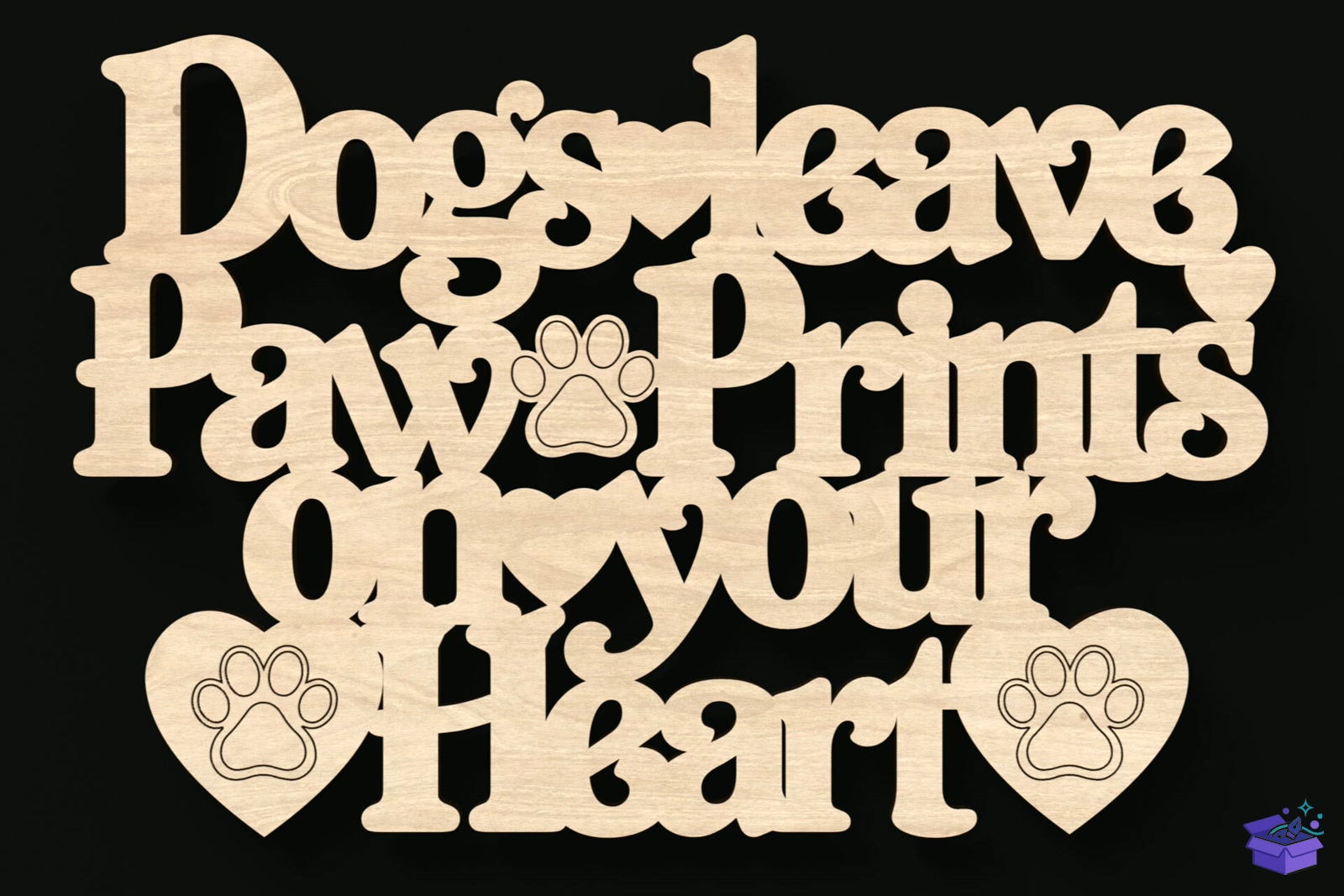 Dogs Leave Paw Prints On Your Kalp Temalı Tabela Levha - Lazer Kesim ve Çizim Dosyası (SVG, DXF, EPS, PNG) - detaylı önizleme 4