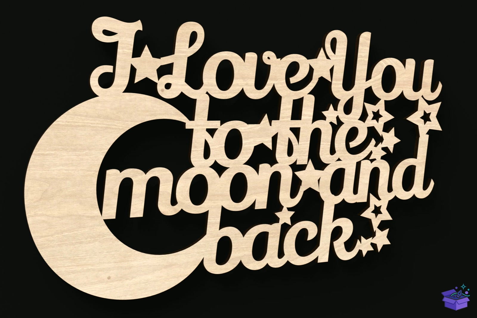 I Love You To The Moon And Back Tabela Levha - Lazer Kesim ve Çizim Dosyası (SVG, DXF, EPS, PNG) - detaylı önizleme 2