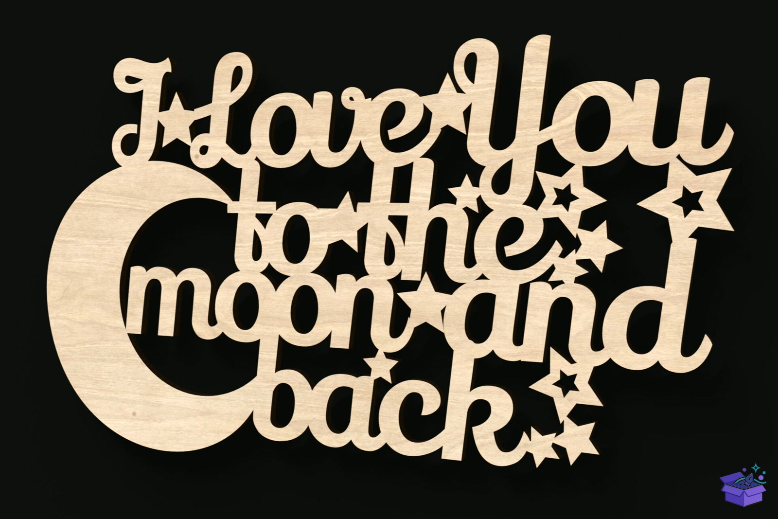 I Love You To The Moon And Back Tabela Levha - Lazer Kesim ve Çizim Dosyası (SVG, DXF, EPS, PNG) - detaylı önizleme 3