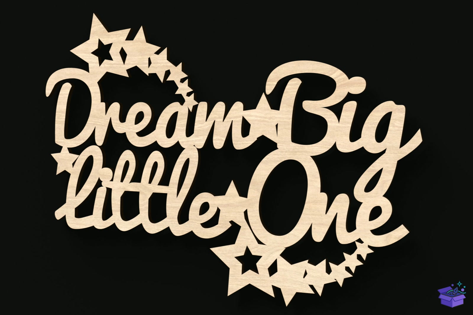 Dream Big Little One Lazer Kesim Tabela Levha - Lazer Kesim ve Çizim Dosyası (SVG, DXF, EPS, PNG) - detaylı önizleme 3