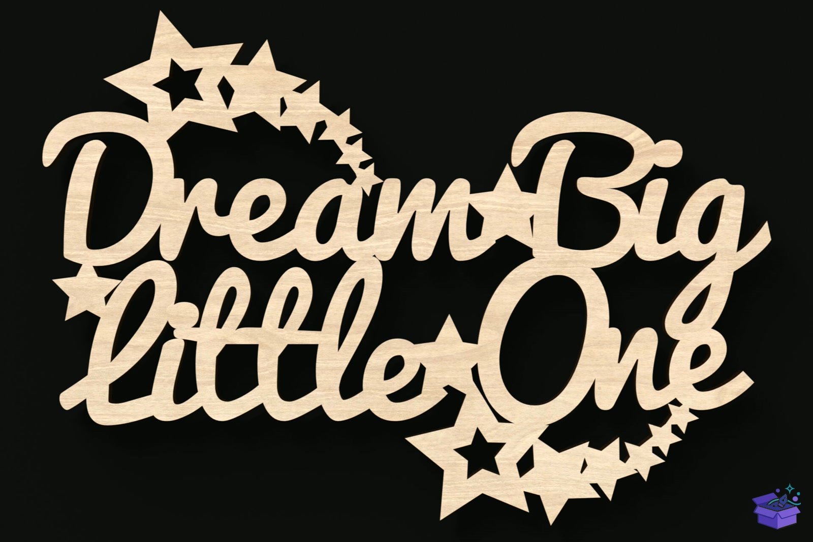 Dream Big Little One Lazer Kesim Tabela Levha - Lazer Kesim ve Çizim Dosyası (SVG, DXF, EPS, PNG) - detaylı önizleme 4