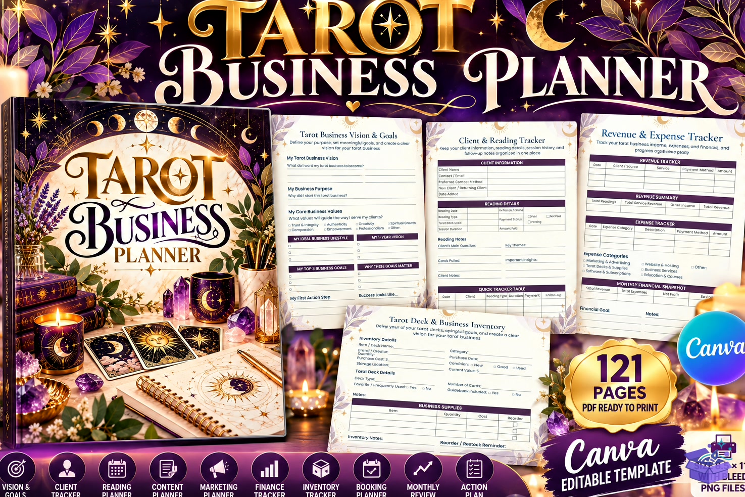 Tarot Business Planner Canva Şablon - Lazer Kesim ve Çizim Dosyası (SVG, DXF, EPS, PNG) - Lazer Kesim Dosyaları İndir (DXF, SVG, EPS)